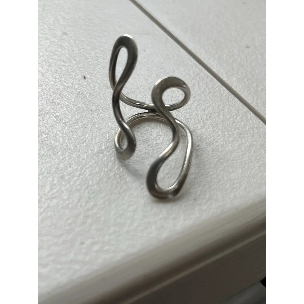 Modern Artisan crafted Sterling Silver Open design Wide Size Ring 6g